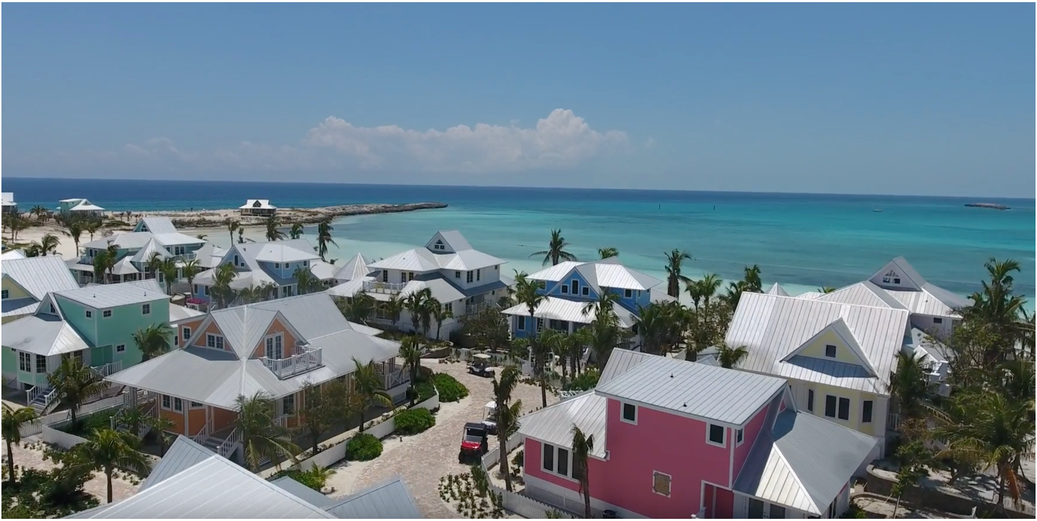 Aerial view of a Stabilis-built island resort